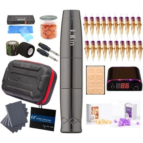 INKIN Nano 2-in-1 Rotary Tattoo Machine Kit Power Supply Cartridge Needles for Tattoo Permanent Makeup Eyebrow Microblading