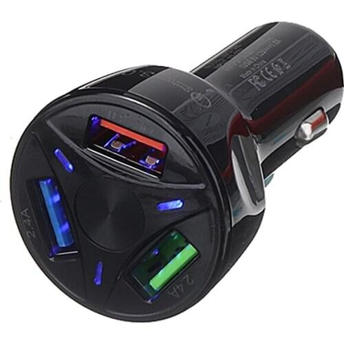 Mayitr 1pc 3-Port USB Car Charger Adapter QC 3.0 Fast Charging LED Display For Car Cigarette Socket Lighter Parts