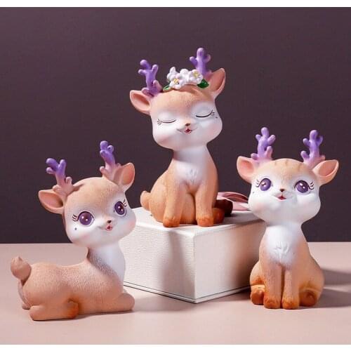 Cute cartoon lucky sika deer resin decoration car car decoration