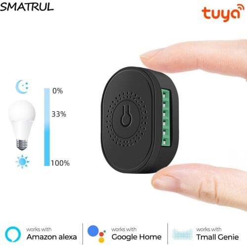 SMATRUL Tuya DIY Mini WiFi Smart LED Dimmer Switch Light Module App Remote Control 220V Wall Lamp On Off For Alexa Google Home