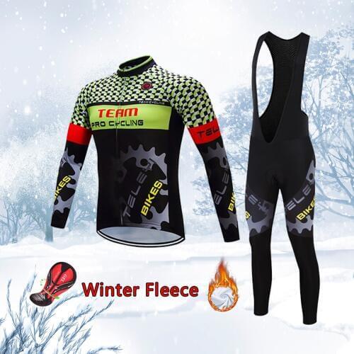 2021 Mens Winter Cycling Clothing Thermal Fleece Bike Jersey Bib Set Warm Bicycle Clothes Sport Suit Male Uniform Mtb Dress Kit