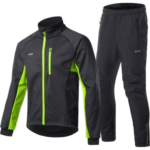 Men Winter Thermal Cycling Jacket Set Windproof Waterproof Warm Mountain Bike Coat MTB Pant Road Bicycle Suit Cycling Clothing