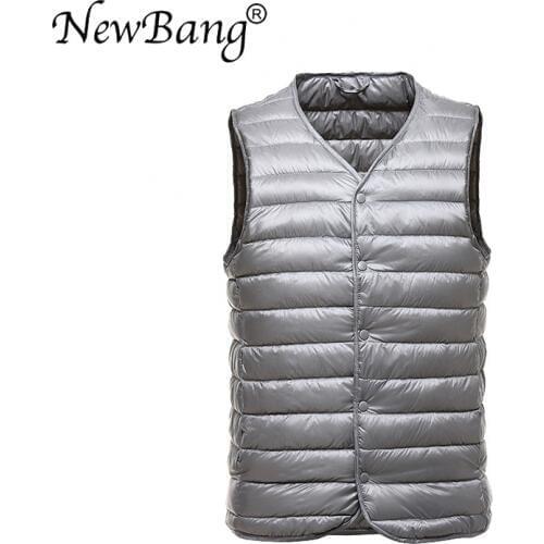 NewBang Brand Men Down Vest Ultra Light Down Vest Male Portable V-neck Sleeveless Without Collar Warm Liner