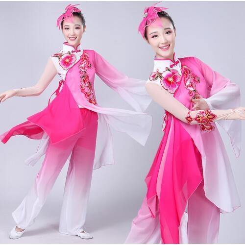 Stage dance wear Chinese folk dance costume clothing national ancient fan dance traditional Chinese dance costumes DD1967