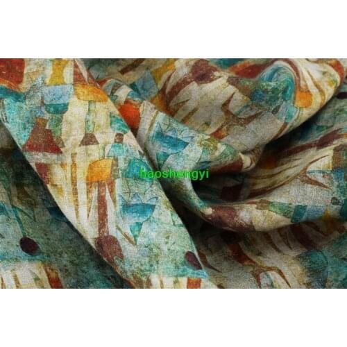 Sand washed, distressed, special texture, pure linen digital printing garment fabric