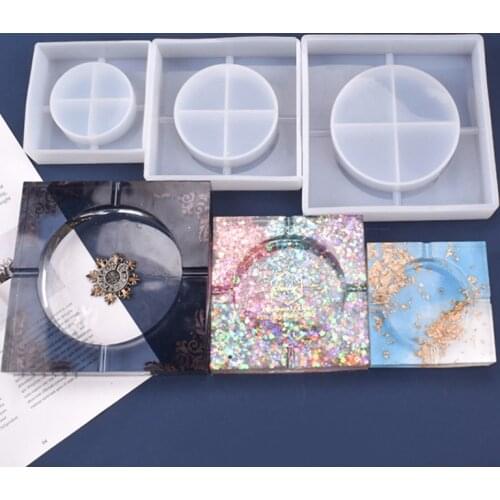 DIY crystal epoxy ashtray resin mold new square ashtray silicone mold high mirror ashtray making household goods