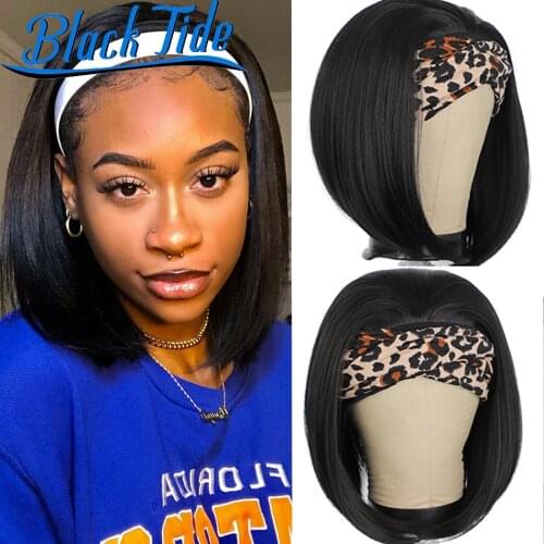 Straight Wig Headband Wigs Bob Human Hair Wig Remy Indian 150% Headband Wig Human Hair Short Bob Human Hair Wigs Bob Femme