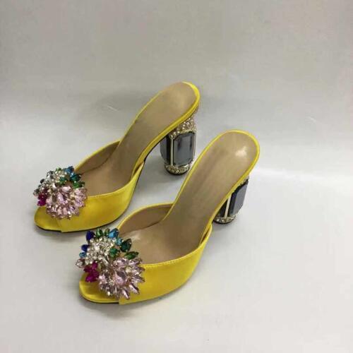 Chic Slippers Women Luxury Slides High Heels Sandalias Mujer Colorful Crystal Sandalias De Verano Para Mujer Summer Buty Damskie