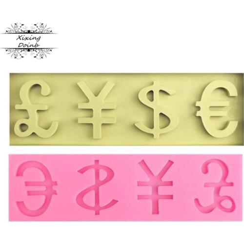 Currency symbol silica gel fudge mold cake decoration tool resin clay chocolate decoration mold
