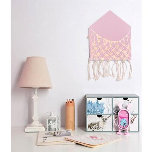 Nordic home decer Wall decoration wall storage wooden hemp rope bag nordic wall storage bag kids room decoration wood craft