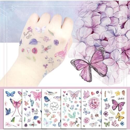Butterfly Tattoo Sticker For Children Birthday Gift Cute Fake Taty Kids Body Art Waterproof Temporary Tattoos Cartoon For Women