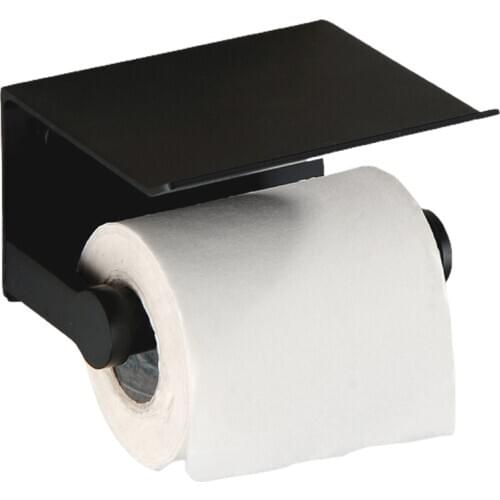 Bathroom Toilet Towel Paper Holder Phone Holder Wall Mount WC Rolhouder Paper Holder With Shelf Towel Rack Tissue Boxes Black