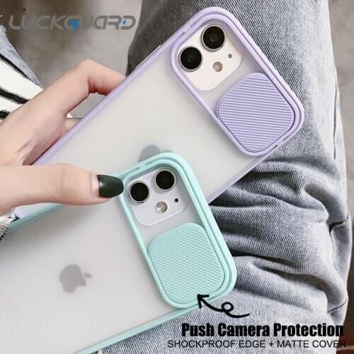 For iPhone 11 12 Mini Case 11 Pro Max Push Camera Protection Matte Clear Shockproof Case For iPhone XR X XS Max 8 7 Plus Cover