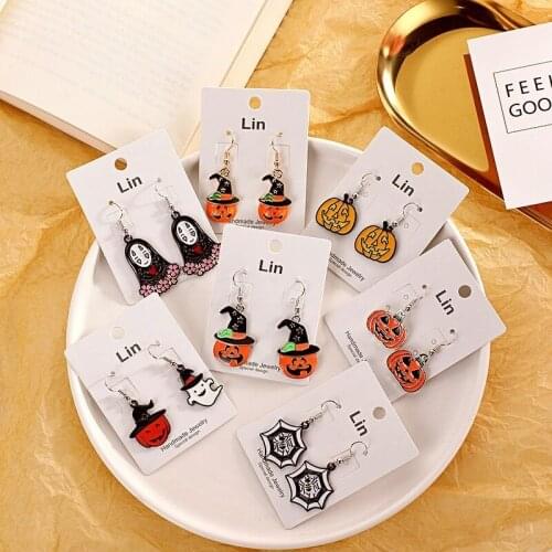 New Arrival Halloween Pattern Drop Earrings Skull Skeleton Ghost Teardrop Earrings for Women Halloween Jewelry Funny Accessorie