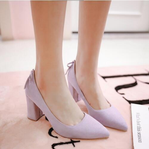 Big Size Ladies high heels women shoes woman pumps Pure color Suede high-heeled single shoes