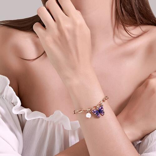 Woman Charm Bracelet Elegant Butterfly Jewelry Bracelet Animal Bracelets Everyday Jewellery Butterfly Charm Bracelet