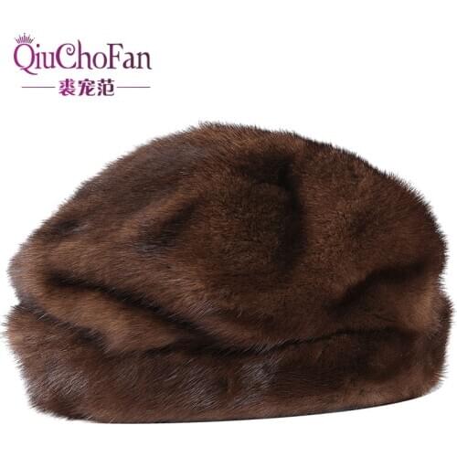 Hat For Winter 100% Genuine Mink Fur Beanies Hat With The Scarf High Qualitity Natural Fur Hats Beret Hat