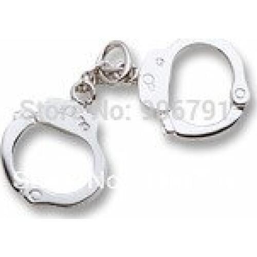 100pcs a lot rhodium plating handcuffs charms