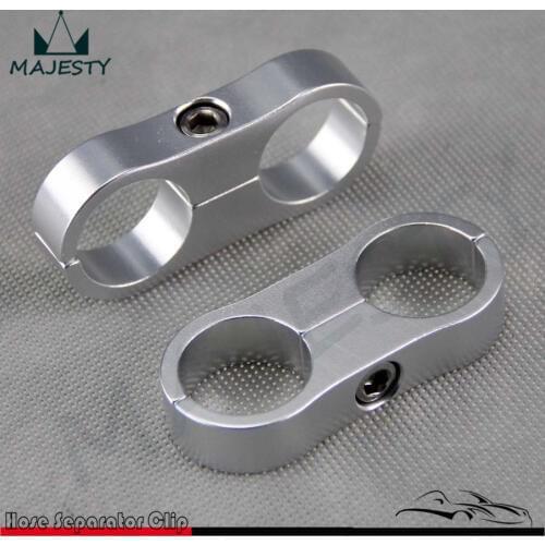 12-AN AN12 19MM Braided Hose Separator Clamp Fitting Adapter Bracket Oil line clip hood silver color x 2 pcs