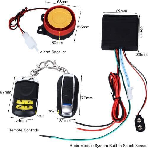 125dB Alarm Speaker + Remote Key Motorcycle Bike Alarm System Anti-theft Security Alarm System Remote Start Flameout Type System