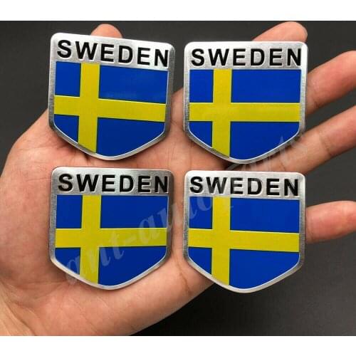 4x Aluminum Sweden Flag Car Emblem Badge Gift Saab Motorcycle Sticker Fairing