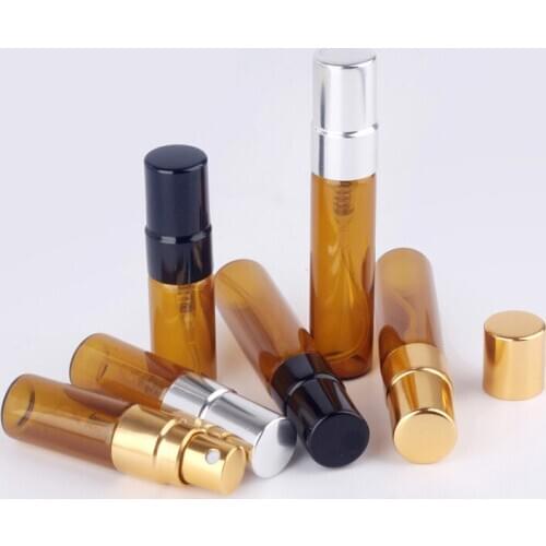 50pcs/lot 3ml 5ml 10ml Refillable Perfume Spray Bottle Aluminum Spray Atomizer Portable Travel Cosmetic Container Perfume Bottle