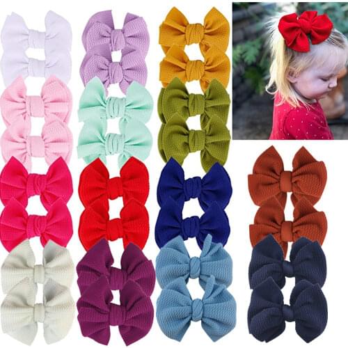50pcs/lot 2019 Newest 4.5'' Seersucker Waffle Hair Bow with/without Clip Solid Color Girl Hair Accessories HDJ157