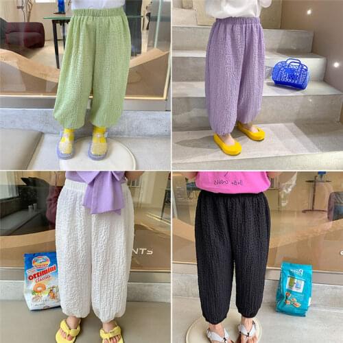 Baby Children Candy Color Trousers Boys& Girls Toddlers Kids Summer Pants Long Full Anti-mosquito Soft Lovely Casual Loose Pants