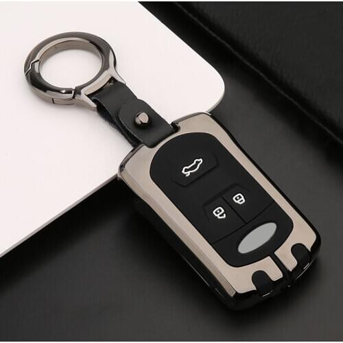 Zinc Alloy+Silicone Car Key Case Cover For Chery Tiggo 5 Arrizo 5 7 7e GX E3 E5 3 Button key Fob Protect Keychain Holder