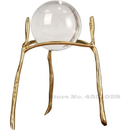 Pure Copper Crystal Ball Ornaments Brass Branches Butterfly Brackets Model Room Decorations TV Cabinets Wine Cabinets Ornaments