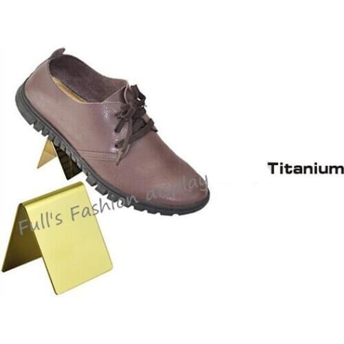 Free shipping fashion simple V-type Titanium gold stainless steel shoe tree display rack holder shoes display stand 10pcs