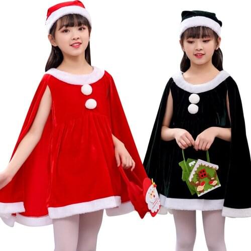 Anime Christmas Red And Black Kids Baby Cloak With Shorts Hat Santa Claus Cosplay Costume Autumn Winter Kids In New Year
