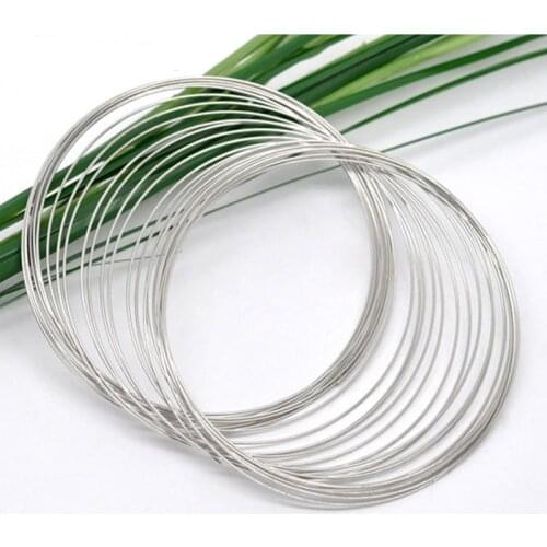 DoreenBeads Steel Wire Memory Beading Bracelets Components Round silver color 6.5cm(2 4/8") Dia, 50 Loops Hot new