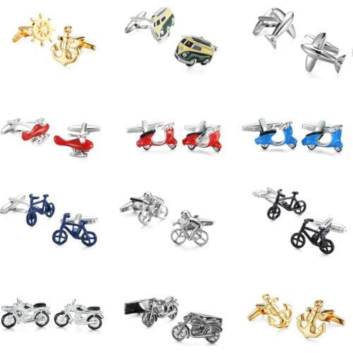French fashion brand shirts Cufflinks transportation series / Bike / motorcycle / bus / plane cufflinks, 1 double free delivery