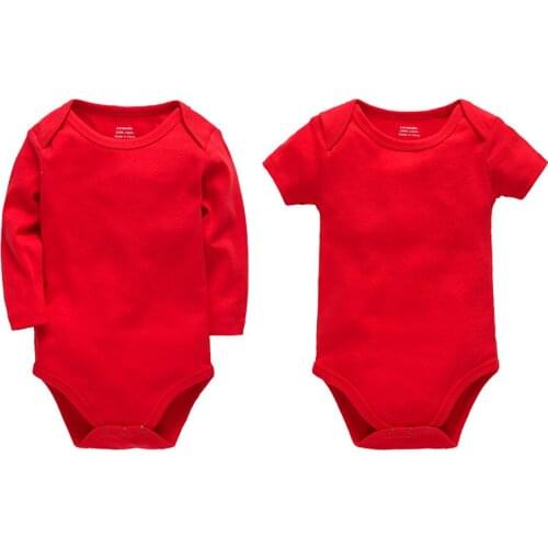 Kavkas Baby Boy Girl Clothes 100%Cotton Long Sleeve Short Sleeve Solid Red Two Piece Set Rompers Playsuits pyjama bebe
