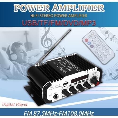 KentigerV11 2CH HI-FI Bluetooth Car Audio Power Amplifier FM Radio Player Support SD USB DVD MP3 Input for Car Motorcycle Home