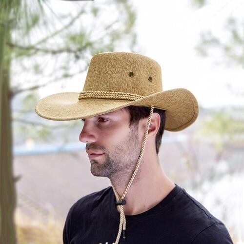 Cowboy Hat Men Summer Beach Sunshade West Cowboy Cap Male Climbing Mountain Travel Outdoor Sun Protection Casual Caps H7247