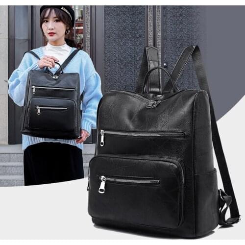 Classic PU Leather Backpack for Women Designer Backpacks High Quality Waterproof Bagpack Anti-theft Travel Rucksack Lady Mochila
