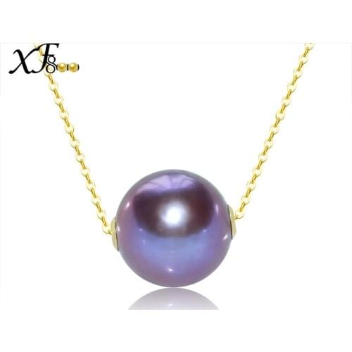 XF800 Classical Fine Pearl Jewelry Natural Pearl Pendant Real 18K Gold Necklace Pendant Jewelry Round Pearl D319