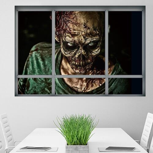 Creative Stereoscopic 3D Fake Window Wall Sticker Halloween Zombie Wall Sticker Living Room Bedroom Decoration
