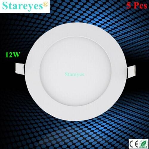 Free shipping 5 Pcs Round LED Panel Lights 12W AC 85-265V 170mm 980lumen smd 2835 lamp bulb led ceiling light warm / cool white
