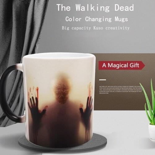 New Style The Walking Dead Heat Sensitive Magic Color Changing Ceramic Mugs 11oz Coffee Cow Milk Tea Cup Interesting Spoof Gift