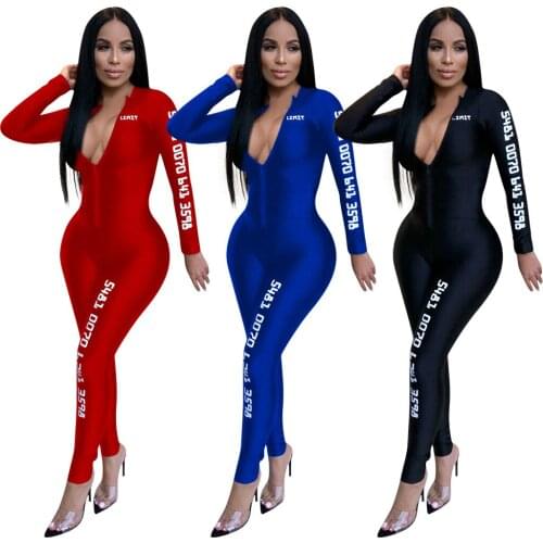 European style fashion offsctdruckereien jumpsuit monogram jumpsuit womens long sleeve slimming dress a work suit club dress