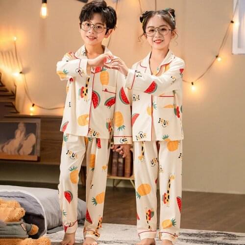 New Spring Childrens Nightwear Set Cartoon Kids Clothes 3-12years Long Sleeve Baby Boy Pajamas Set Unisex Full Girls Sleepwear