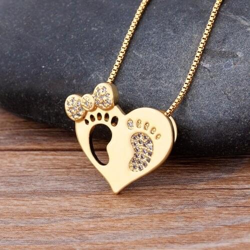 New Trendy Heart , Baby Feet, Bow Shape Pendant Crystal Lucky Zircon Fashion Women Girl Clavicle Choke Necklace Jewelry Gift