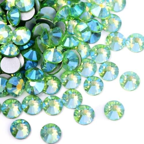 OLeeya SS3-SS30 Lt Peridot AB Bling стразы Non Hot Fix Rhinstone Glitter Strass Glass Crystal Stones Nail Art Rhinestones F0283