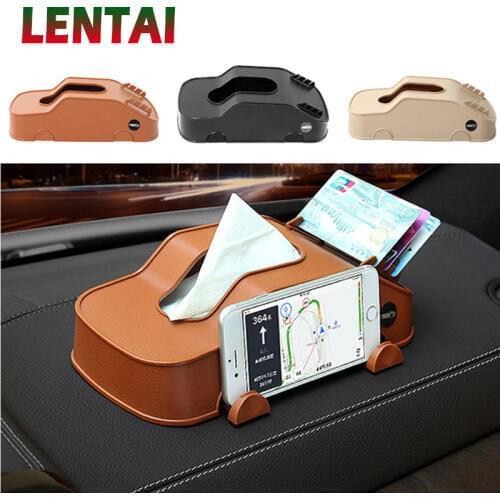 LENTAI 1PC Car Styling Tissue Box & Phone Holder & Cards Clip For Ford Focus MK2 2 3 Fiesta Mondeo MK4 Kuga Fusion Ranger Toyota