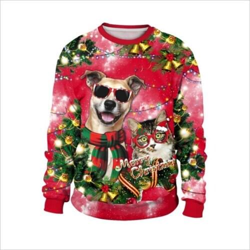 3D Funny Dog Print Ugly Christmas Sweater Pullover Jumpers Tops Men Women Autumn Winter Sweatshirt Xmas Holiday Party Clothes