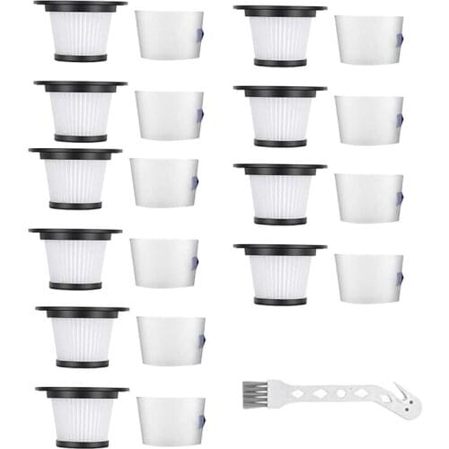 10 Sets Replacement HEPA Filter and Strainer Screen Fit for MOOSOO K17 Cordless Stick Vacuum Cleaner Replacement Parts