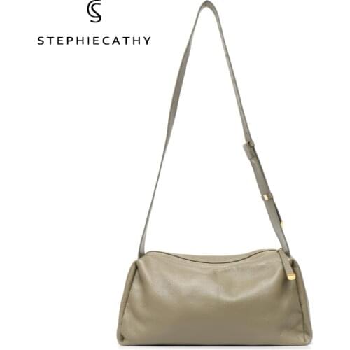 SC Womens Genuine Leather Crossbody Bags Simple Style Casual Hobo Shoulder Purse Female Cowhide Large Travel Gym Pillow Handbag